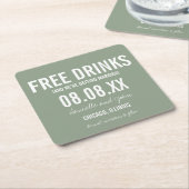 Gratis Drinken Funny Sage Green sparen de datum  Kartonnen Onderzetters (Schuin)