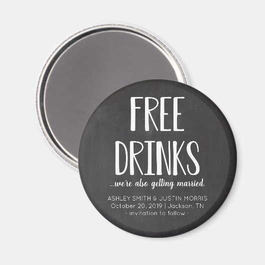 Gratis Drinken Funny Save the Date Magnets Magneet (Voorkant / Achterkant)