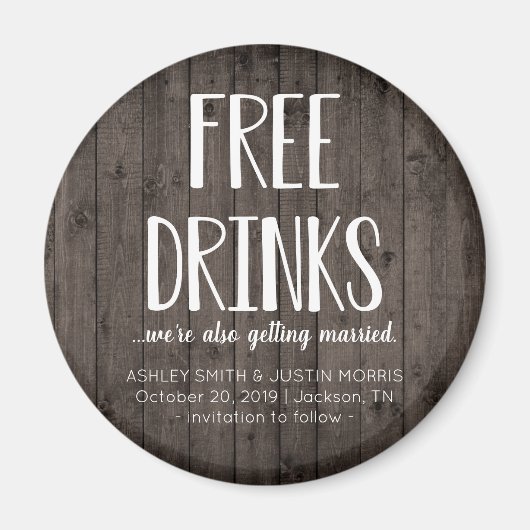Gratis Drinken Funny Save the Date Magnets Magneet (Voorkant)