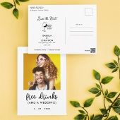 Gratis Drinken Funny Save the Date Photo Briefkaar Briefkaart