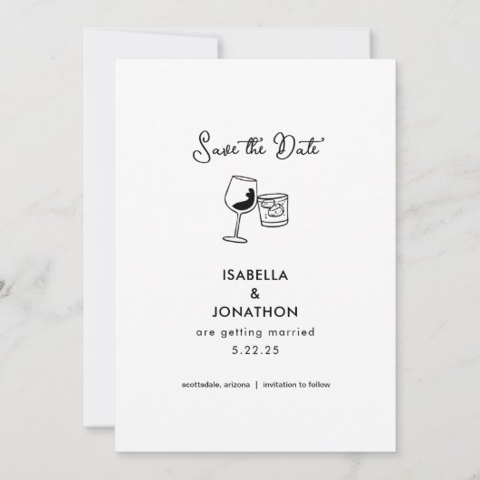 Gratis Drinken Funny Save the Date Photo Card Aankondiging (Achterkant)