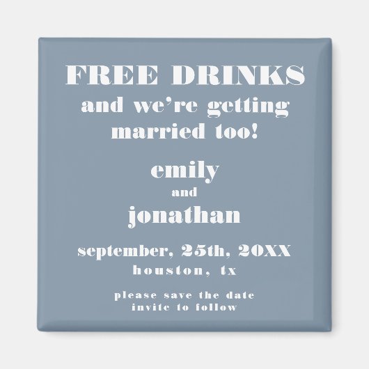 Gratis Drinken gehuwd met mosterdblauw sparen de d Magneet (Voorkant)