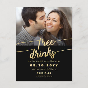 Gratis Drinken Getuige Foto Wedding Save the Date Aankondigingskaart