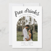 Gratis Drinken Gezegde Ik doe Arch Foto Strand Bru Save The Date (Voorkant)