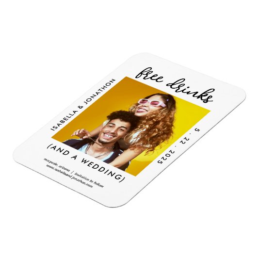 Gratis Drinken Grappig Bewaar de datum Fotokaart - Magneet (Linkerzijde)