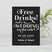 Gratis Drinken Grappig Casual huwelijk sparen de d Kaart (Staand voorkant)