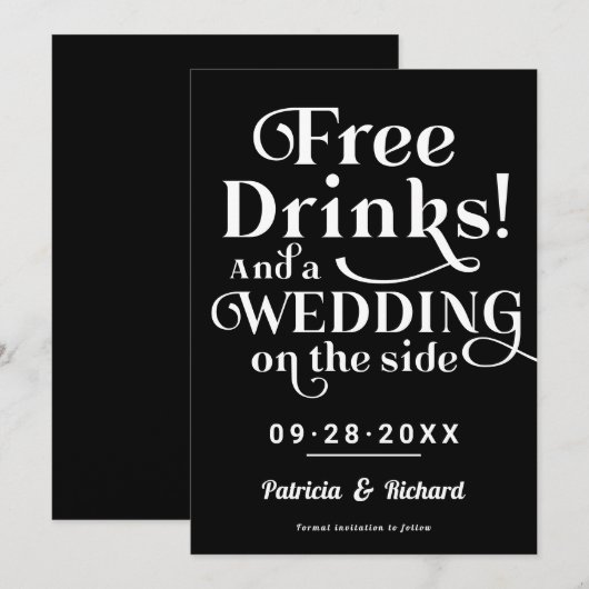 Gratis Drinken Grappig Casual huwelijk sparen de d Kaart (Voorkant / Achterkant)