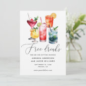 Gratis Drinken. Grappig modern cocktails fotobruil Save The Date (Staand voorkant)