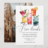 Gratis Drinken. Grappig modern cocktails fotobruil Save The Date (Voorkant / Achterkant)