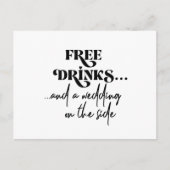 Gratis drinken grappige moderne bruiloft bespaar d aankondigingskaart (Voorkant)