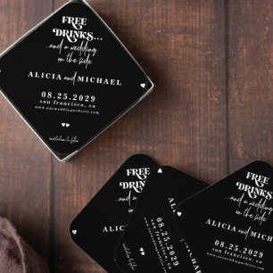 Gratis drinken grappige moderne bruiloft opslaan d kartonnen onderzetters