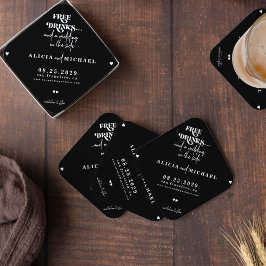 Gratis drinken grappige moderne bruiloft opslaan d kartonnen onderzetters