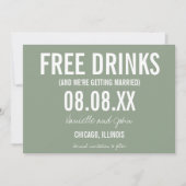 Gratis Drinken Groene foto Weddenschap opslaan Dat Save The Date (Voorkant)