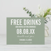 Gratis Drinken Groene foto Weddenschap opslaan Dat Save The Date (Staand voorkant)