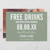 Gratis Drinken Groene foto Weddenschap opslaan Dat Save The Date (Voorkant / Achterkant)
