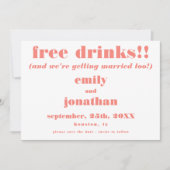 Gratis Drinken Koraalbruiloft redden de datum Save The Date (Voorkant)