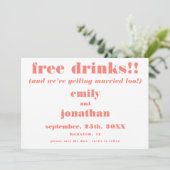 Gratis Drinken Koraalbruiloft redden de datum Save The Date (Staand voorkant)