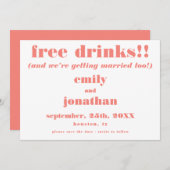 Gratis Drinken Koraalbruiloft redden de datum Save The Date (Voorkant / Achterkant)