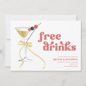 Gratis Drinken Martini Bow Modern Elegant Wedding Save The Date (Voorkant)
