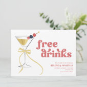 Gratis Drinken Martini Bow Modern Elegant Wedding Save The Date (Staand voorkant)