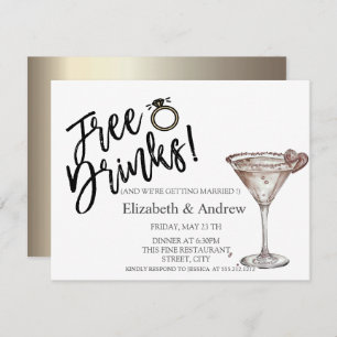 Gratis Drinken, Martini Glass Heart Wedding Kaart