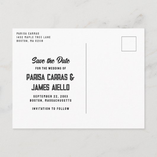 Gratis Drinken! Neon Fonts Bruiloft Bewaar de Datu Aankondigingskaart (Achterkant)