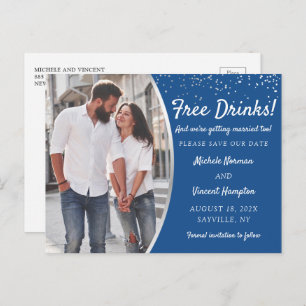 Gratis Drinken Silver Blue Foto Casual Save the Da Briefkaart