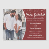Gratis Drinken Silver Red Photo Save the Date Magn (Voorkant)