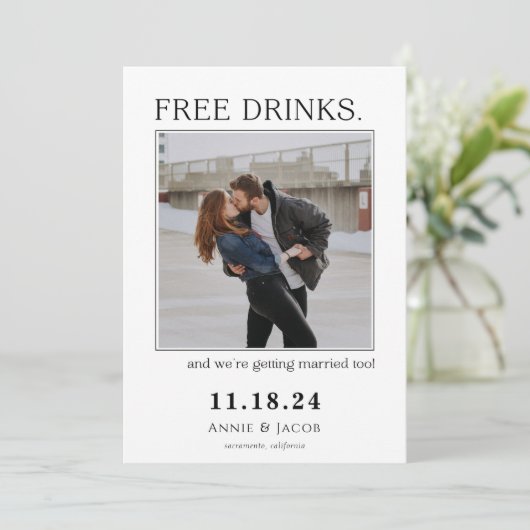 Gratis Drinken Sla de datum op Kaart (Staand voorkant)