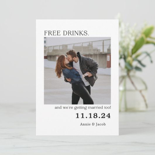 Gratis Drinken Sla de datum op Kaart (Staand voorkant)