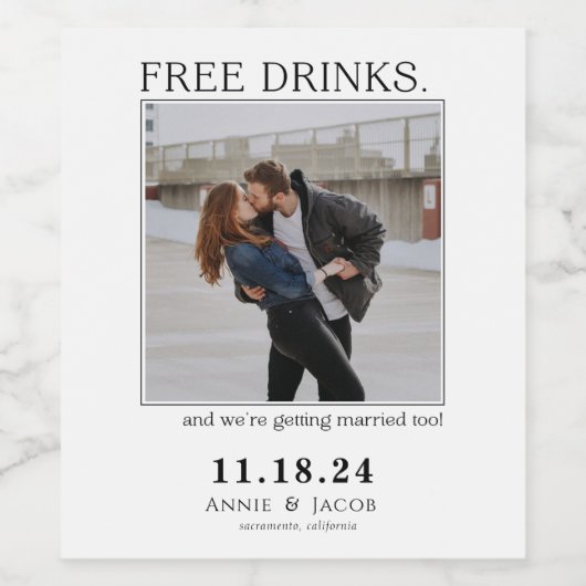 Gratis Drinken Sla de datum op Wijn Etiket (Enkel label)