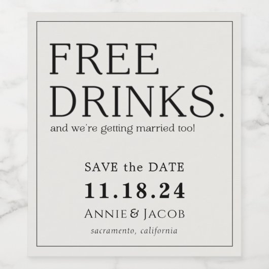 Gratis Drinken Sla de datum op Wijn Etiket (Enkel label)