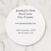 Gratis drinken slaan de datum strand bruiloft toev bedankjes labels (Achterkant)