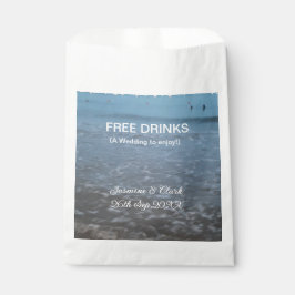 Gratis drinken slaan de datum strand bruiloft toev bedankzakje