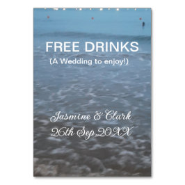 Gratis drinken slaan de datum strand bruiloft toev kaart