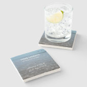 Gratis drinken slaan de datum strand bruiloft toev stenen onderzetter (Zijkant)