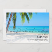 Gratis Drinken Strandbestemming Bruiloft Save The Date (Voorkant)