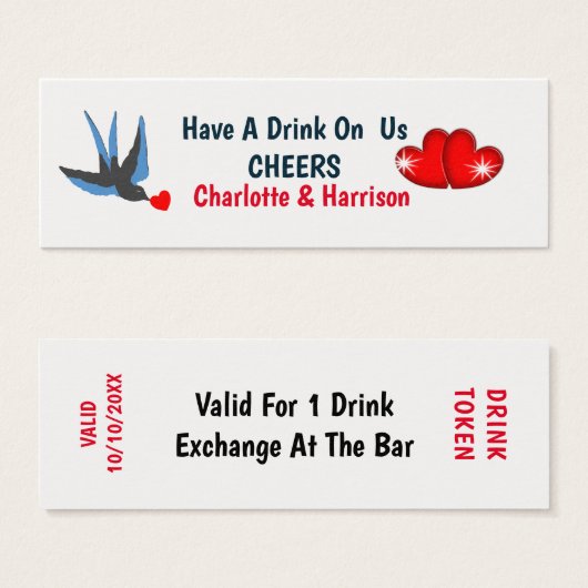 Gratis Drinken Token Gepersonaliseerd Mini Visitekaartjes (Voorkant /achterkant)