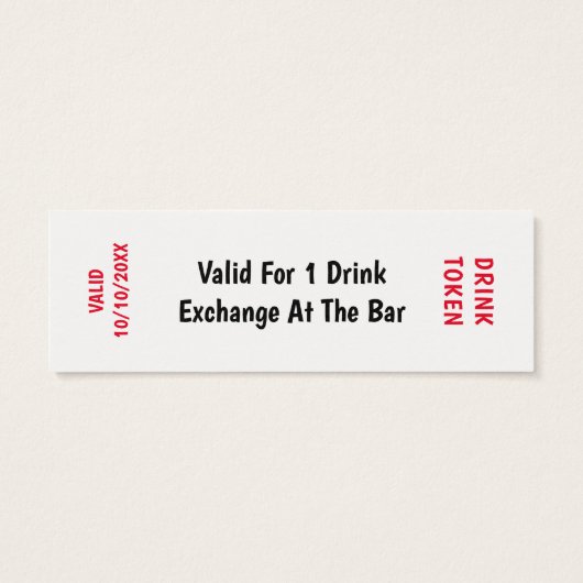 Gratis Drinken Token Gepersonaliseerd Mini Visitekaartjes (Achterkant)
