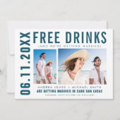 Gratis Drinken Twee Beach Wedding met foto's Opsla Aankondiging (Voorkant)