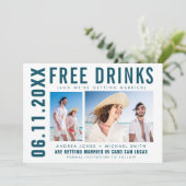 Gratis Drinken Twee Beach Wedding met foto's Opsla Aankondiging (Staand voorkant)