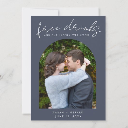 Gratis Drinken Unieke foto bruiloft Save The Date (Voorkant)