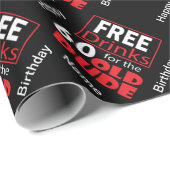 Gratis Drinken voor 60-jarigen - Verjaardag Cadeaupapier (Rol Hoek)