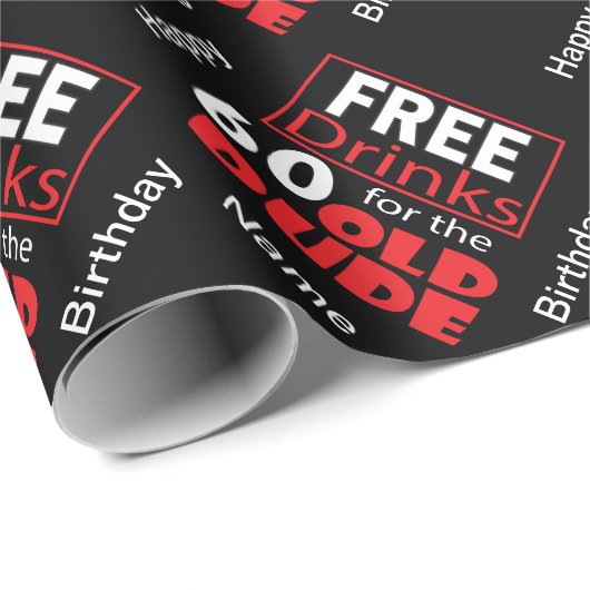 Gratis Drinken voor 60-jarigen - Verjaardag Cadeaupapier (Rol Hoek)