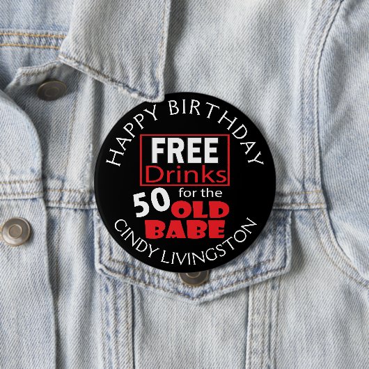 Gratis Drinken voor de 50-jarige Babe Button (In situ)