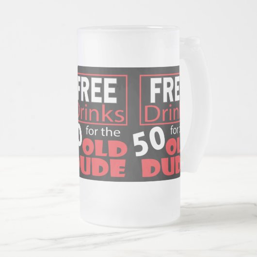 Gratis Drinken voor de 50-jarige Birthday Kerel Matglas Bierpul (Voorkant rechts)