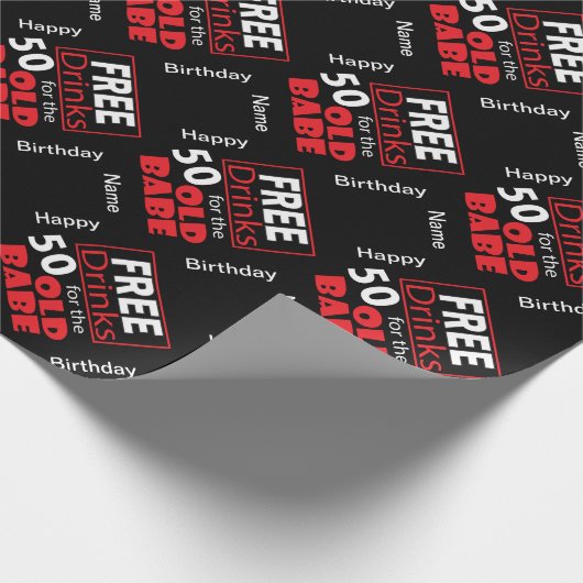 Gratis Drinken voor de 50-jarige verjaardag Cadeaupapier (Hoek)