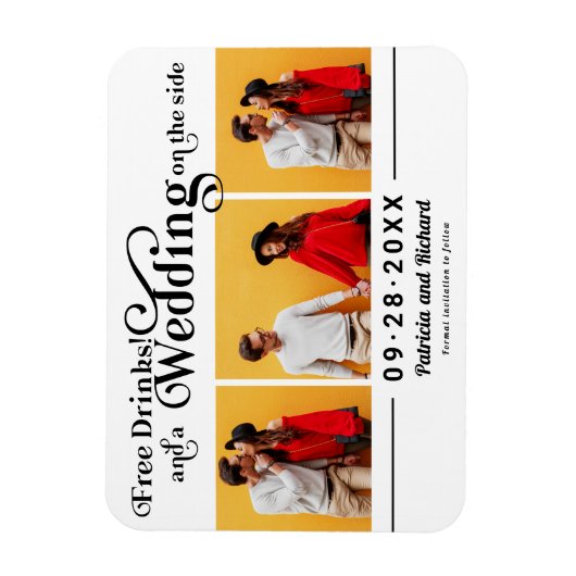 Gratis Drinken weddenschap bespaart de datum 3 Fot Magneet (Verticaal)