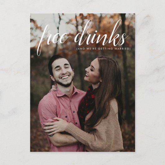 Gratis Drinken Weddenschap Foto opslaan Datum Aankondigingskaart (Voorkant)