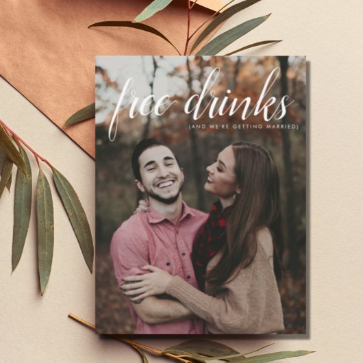 Gratis Drinken Weddenschap Foto opslaan Datum Aankondigingskaart